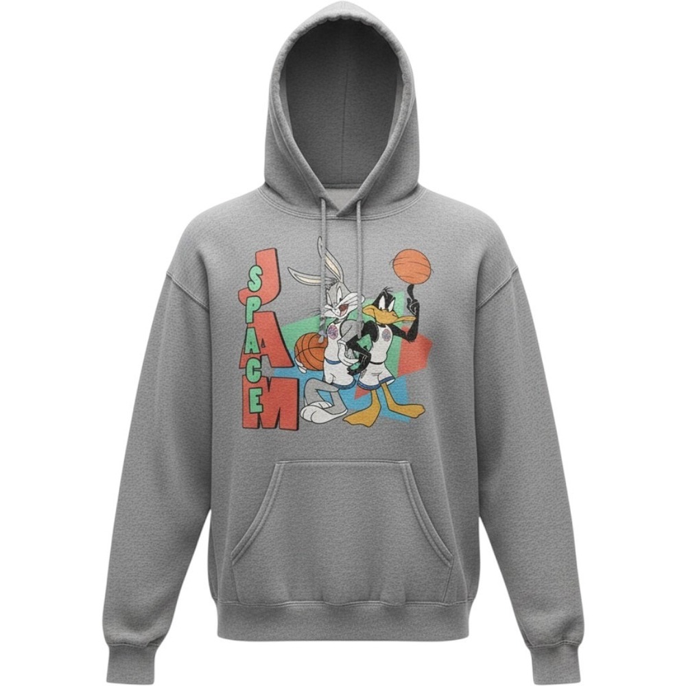 Space Jam graphic pullover hoodie Bugs Bunny Daffy Duck Tune Squad Sz S 1990's
